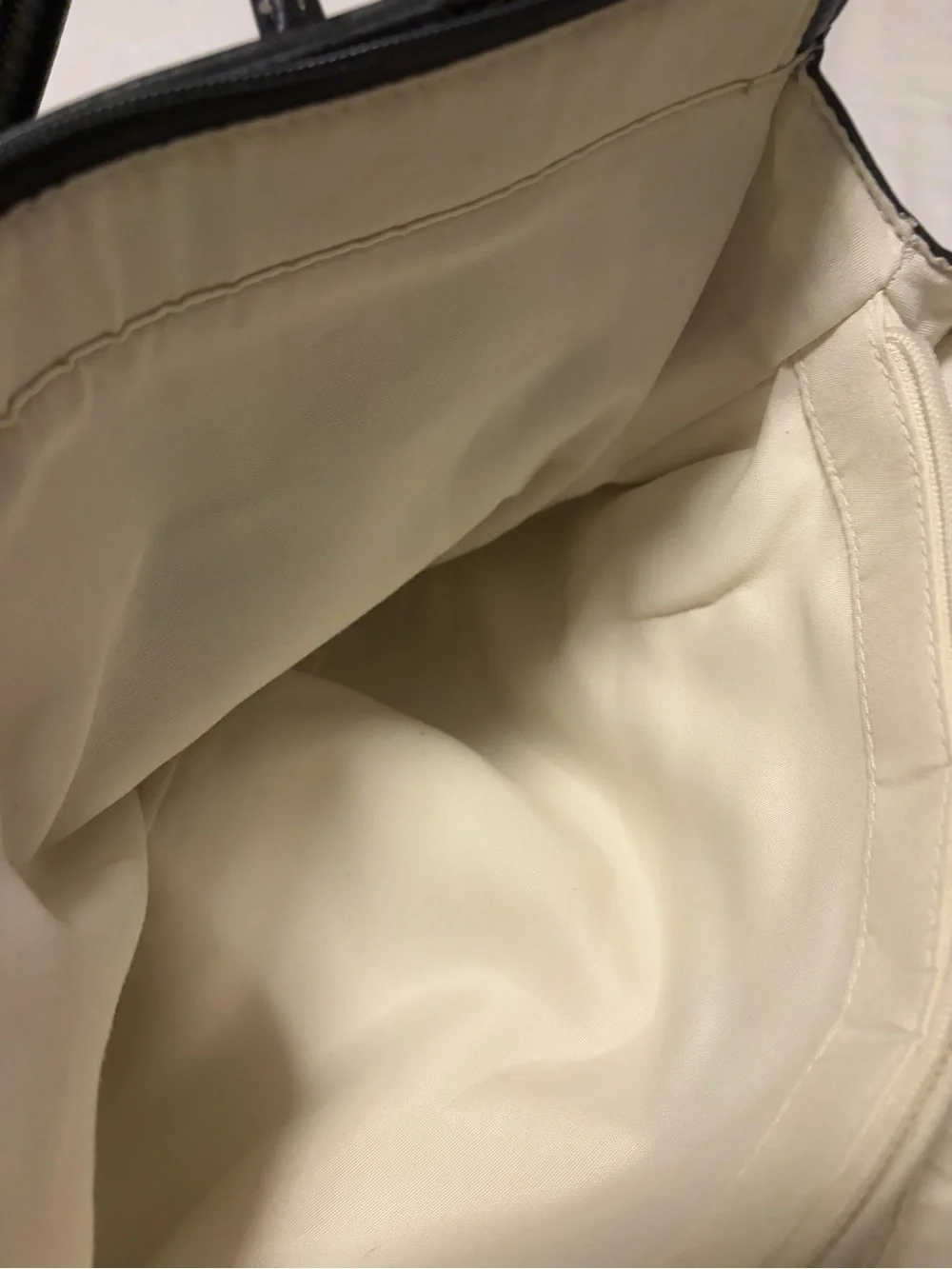 NWOT Liz Claiborne Black Leather Tote with White 'A' Accent